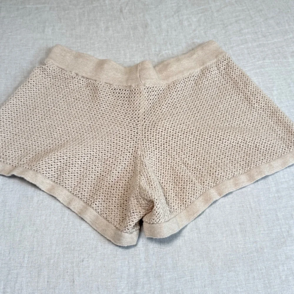 Pact Crochet Knit Shorts Womens S Beige Beachside Linen Crochet Organic Cotton